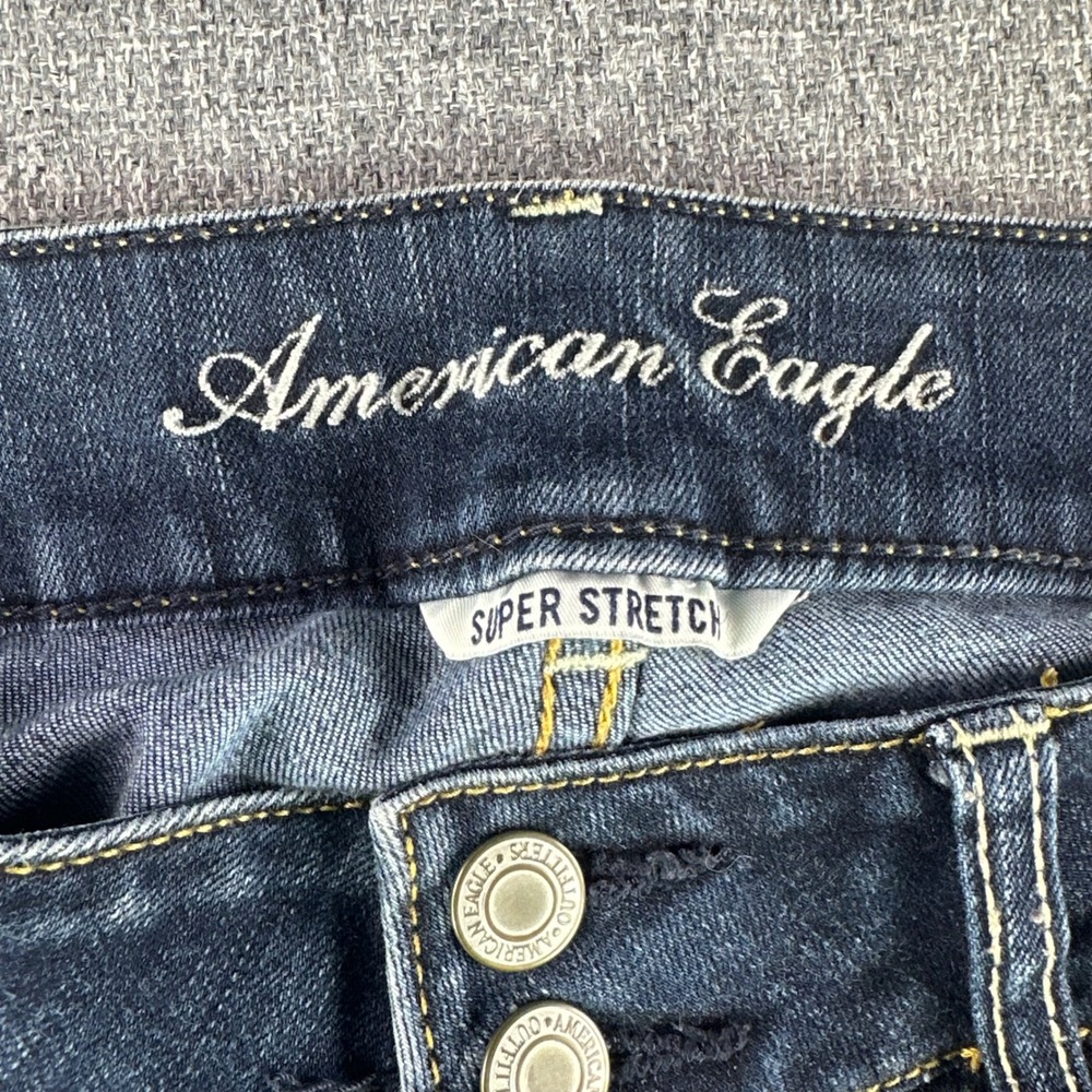 American Eagle Jeans Womens 10 Long Artist Dark Wash Super Stretch Flare - Picture 4 of 11